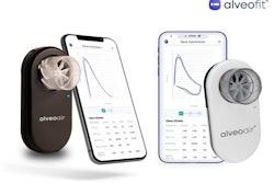 Image of the alveoair spirometer and phone app