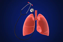 Graphic depicting a pair of lungs with a stethoscope
