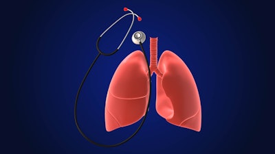 Graphic depicting a pair of lungs with a stethoscope