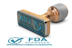 Stamp with FDA approved in foreground