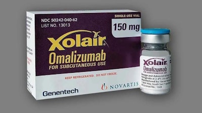 Picture of Xolair medicinal bottle and box.