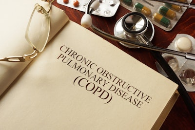 Photo of an open book surrounded by medical equipment with the words COPD.