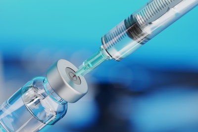 Medical disposable syringe for injection and glass vial.