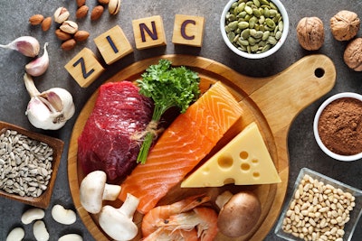 This photo displays several foods rich in dietary zinc.