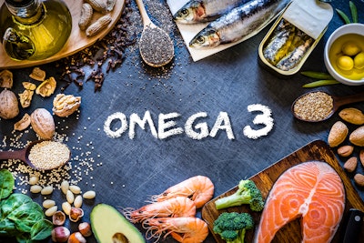 Image of healthy foods with the words omega 3 in the middle.