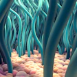 This is an illustration of hair-like structures in the lungs called cilia.