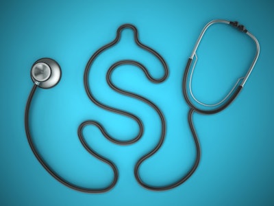 Stethoscope in the shape of a dollar sign.