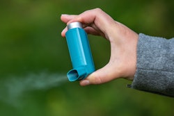 This photo shows the propellant (gas-like effect) coming from an asthma inhaler.