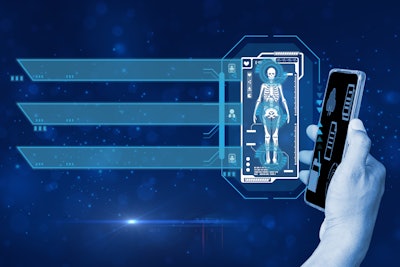 Chat with AI or Artificial Intelligence technology. patient using a smartphone to medical chat with intelligent artificial intelligence.