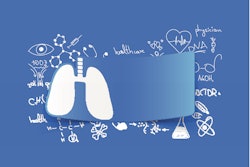 This is an abstract illustration of the lungs and a collage of medical formulas.