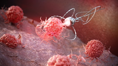 Nanobot seeking and destroying cancer cells or viruses inside human organs.