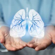 This is an image of two, male hands holding computer generated lungs in his hands.