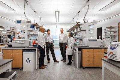 (From left) The Aspiro Therapeutics team: James Lovgren, Stefano Guerra, MD, PhD, Josef Vagner, PhD, and Julie Ledford, PhD.