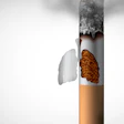 Cigarette cross-section showing damaged lung tissue, illustrating smoking health risks
