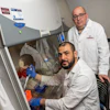 Yassine Sassi (standing), associate professor at the Fralin Biomedical Research Institute at VTC, and Aymen Halouani, first author of the study.